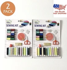 76 PC ( 2 SET OF 38PC ) IDEAL HOME SEWING KIT WITH THREAD SPOOLS, NEEDLES & MORE