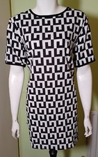 New Boohoo Monochrome Woven Shift Dress Multi UK 14