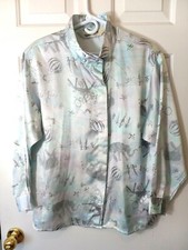 DIANE VON FURSTENBERG Women's Vintage Polyester Button Shirt Top Size 12