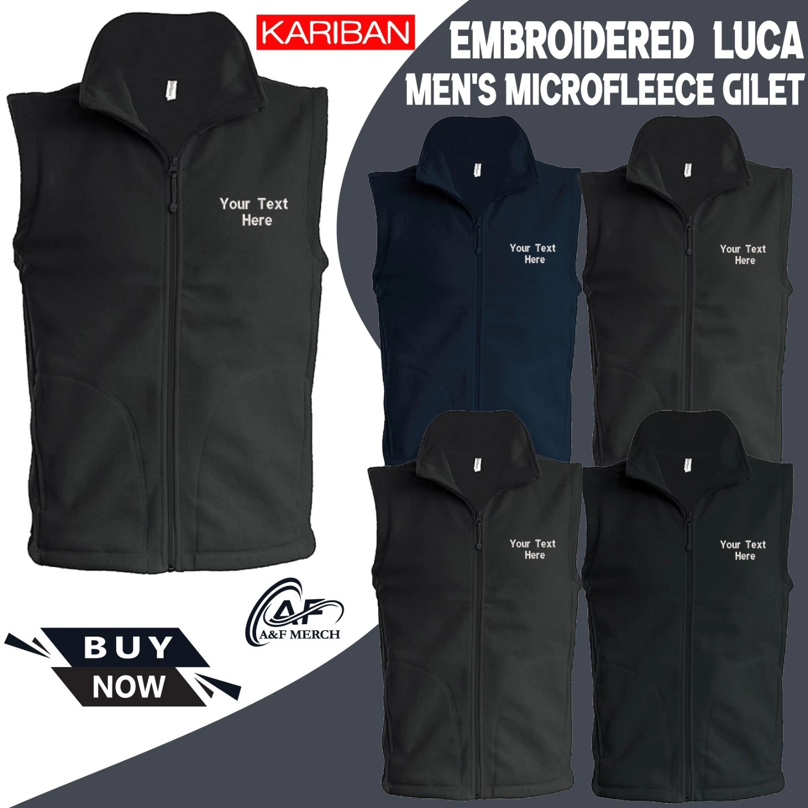 Custom Embroidered Text Kariban Luca Mens Microfleece Gilet Bodywarmer
Opens in a new window or tab