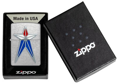 Zippo 48903, Red, White & Blue Star Emblem Design, Street Chrome