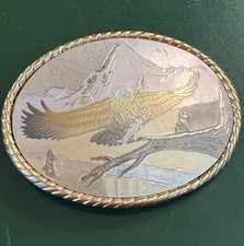 Soaring Eagle Metallic Vintage western style Belt Buckle marked W USA