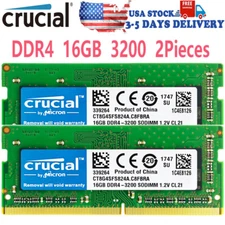 CRUCIAL DDR4 2X16GB 32GB 3200 PC4-25600 Laptop SODIMM Memory RAM DDR4 16GB