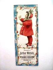 Adorable Vintage Bookmark "Arthur Wittich Piano House" Reading, PA  *
