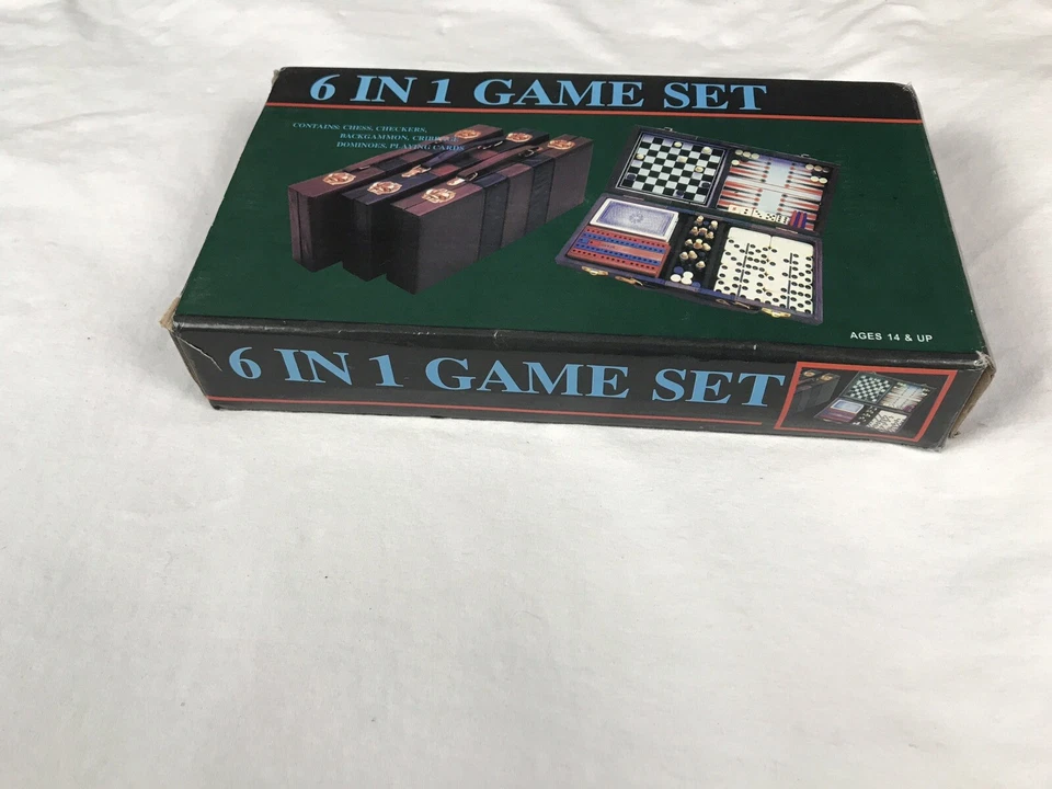 6-in-1 Game Set Dominoes Chess Checkers Cribbage Backgammon Cribbage Deck Cards - Image 4 of 4