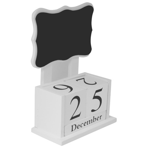 Vintage-Style Wooden Perpetual Calendar with Chalkboard Desktop Organizer Gift - Picture 2 of 4