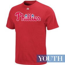Majestic YOUTH/Boys Philadelphia Phillies Wordmark T-Shirt Red Large NWT