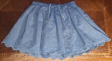 Girls blue lined skirt, size Large 10-12 Cat  Jack eyelet trim elastic waist