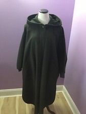 Vtg. Loden Frey 72% Wool Hoodie Coat Button Front(inside) Green Size Eu38/us8-10