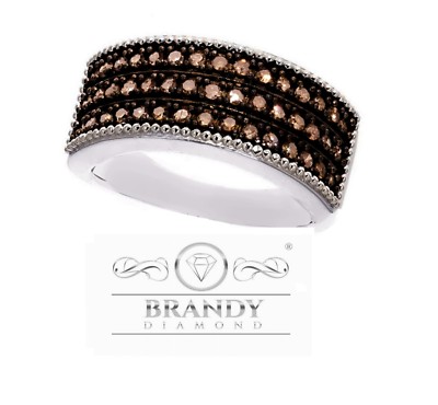 Brandy Diamond  schokobraun silber funkelnder dreireihiger schöner Ring 0,54C