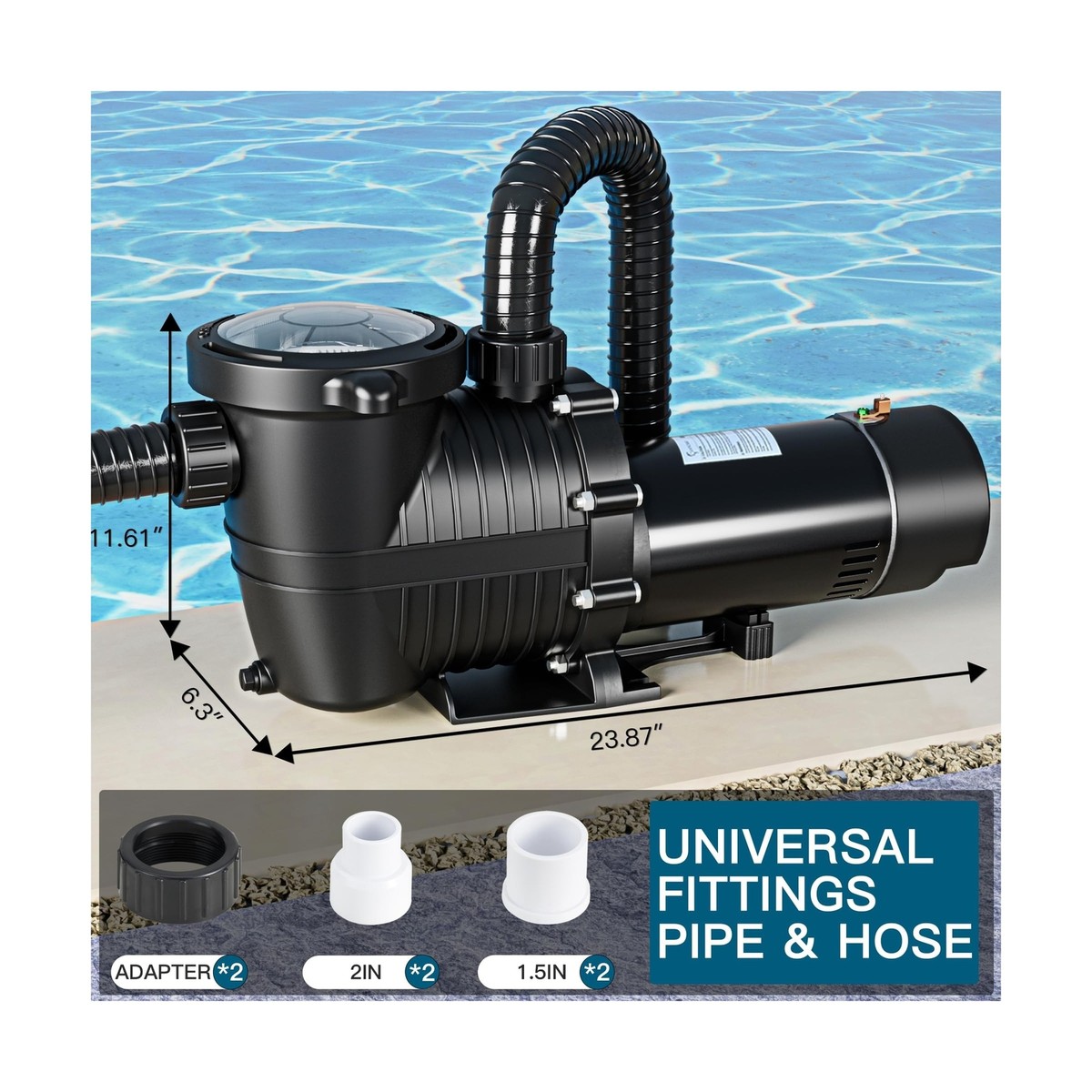 LANCHEZ In/Above Ground Pool Pump, High Flow (Variable Speed, 2 HP