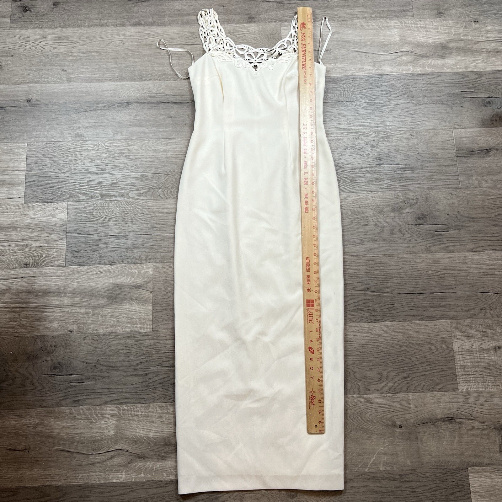 Vintage 90’s Laundry Shelli Segal Dress Women Off White 100% Polyester Size 10 thumbnail 5