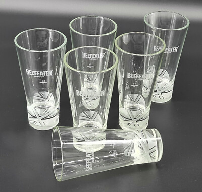 6 x Beefeater London Dry Gin Longdrinkglas Ornament Britische Fahne (0003-6)