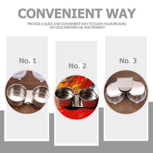 2 Pcs Paint Containers Lids Pallet Cups Stainless Steel - Picture 9 of 12