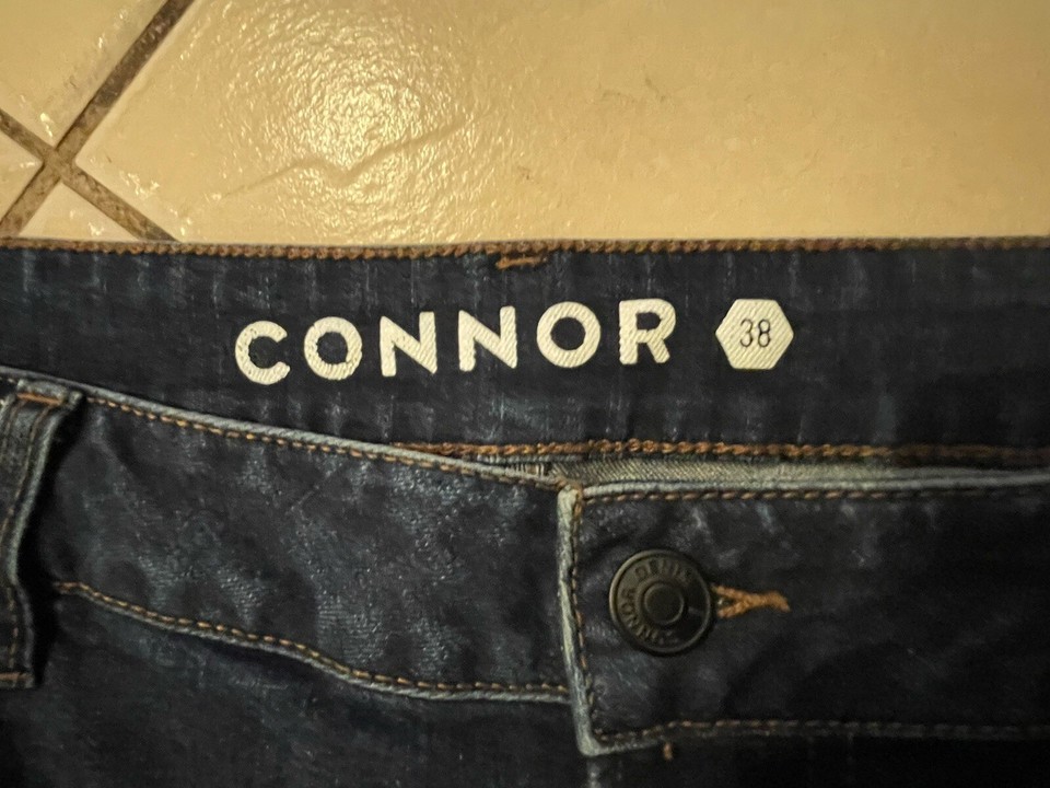 Connor Mens Shorts Dark Blue Denim Long Stretch Size 38 eBay