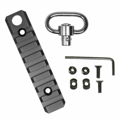 8 Slot KeyMod M-LOK Picatinny Rail Section &  QD Push Button Sling Stud Swivel 