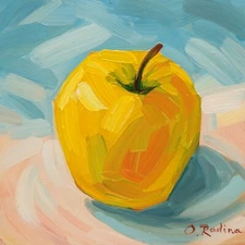 Apple Original Art Fruit Still Life Painting Food Kitchen Wall Decor Handmade