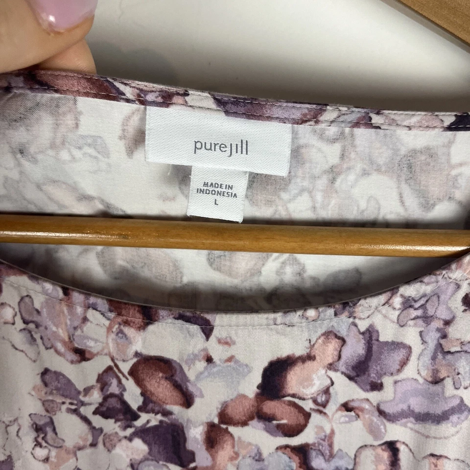 Pure Jill Petal Fade Tunic Top Women’s Size L Boat Neck 3/4 Sleeves Relaxed Fit - Image 3 of 4