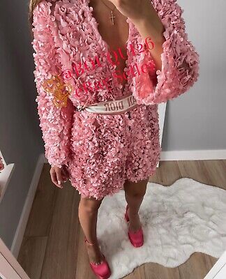ZARA NEW WOMAN TEXTURED FLORAL KNIT COAT PINK SIZE: S-XL REF ZARA NEW WOMAN TEXTURED FLORAL KNIT COAT PINK SIZE: S-XL REF