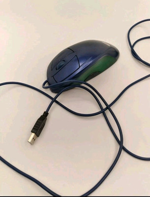 Vintage Logitech Mouseman wheel wired USB blue M-BD53 830417-0000 Tested Works