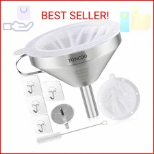 5-Inch Stainless Steel Funnel with 200 Mesh Filter Strainer for Filling Bottles
