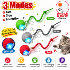 Interactive Cat Ball Toy Automatic Rolling Rechargeable Smart Pet Toy Faux Tail