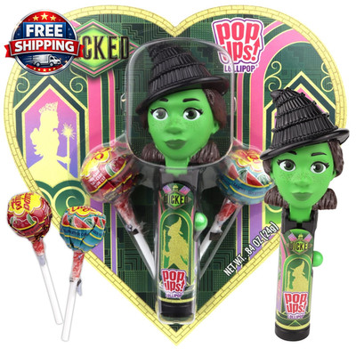 Wicked Elphaba Pop Ups Heart Box, Includes Two Lollipops with Character Holder,