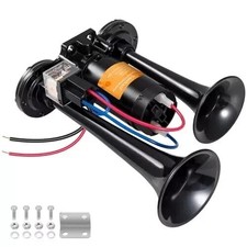 Electric Air Horn for Truck 150dB Super Loud Black Horns Dual 12v Black A