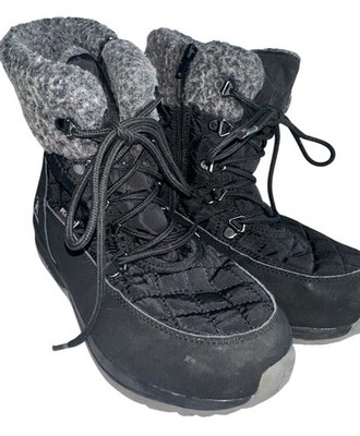 Kamik Gemini Black Snow Boots Sz 5 Big Kids Waterproof DriDefense Laced Warm