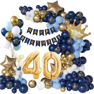 Geburtstag Deko 40 Marineblau Gold Ballons Girlande Torte Banner