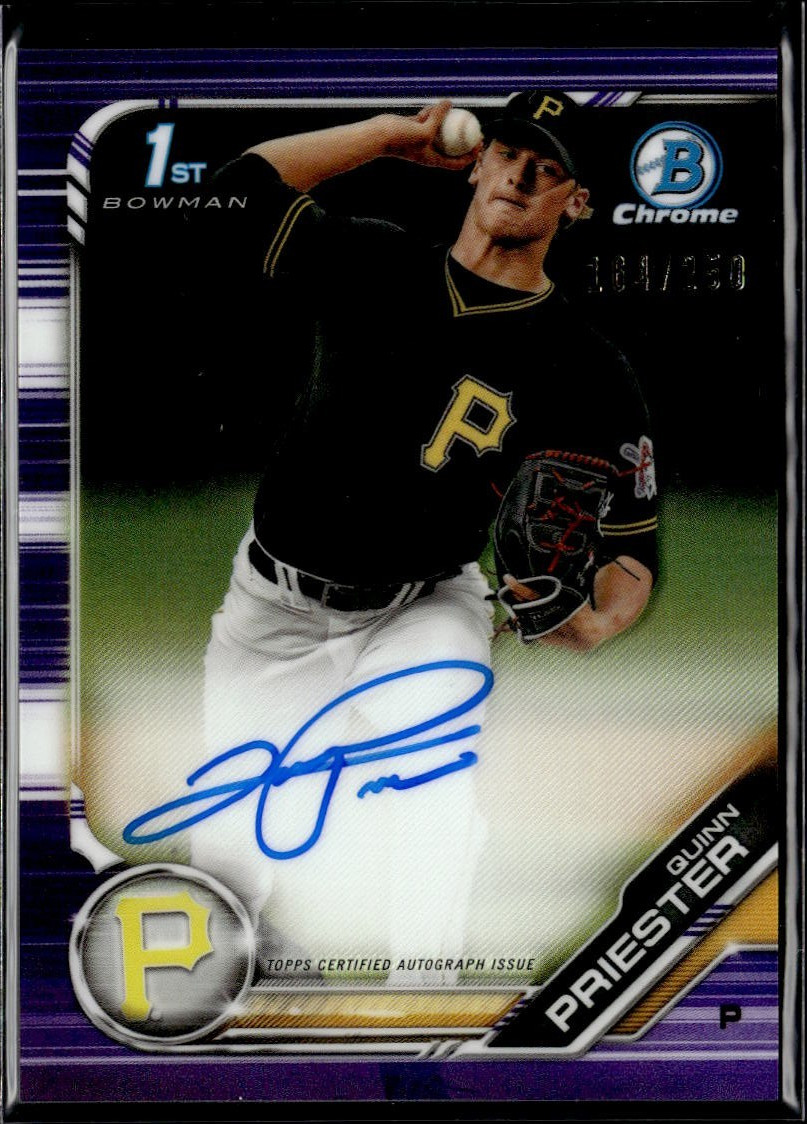 2019 Bowman Chrome Quinn Priester #CDA-QP 1st Bowman Purple Ref Auto 164/250