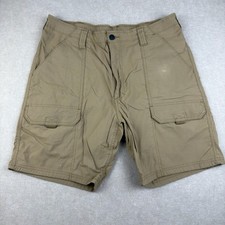 Wrangler Outdoor Shorts Men s 34 Brown Khaki Relaxed Fit Mid Rise Cargo Nylon