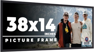 38x14 Frame Black Real Wood Picture Frame Width 0.75 inches | Interior Frame Dep
