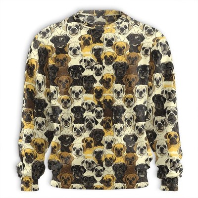 Pug Dog All Over Print Sweatshirt Unisex Crewneck Pullover Gift for Dog Lovers