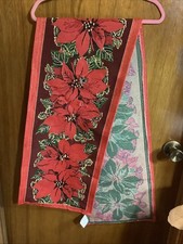 Trim A Home Poinsettia Christmas Table Runner 67 X 13.5 Defective 2 Holes