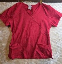 SB Scrubs Red Scrub Top Womens Size Medium With Tie