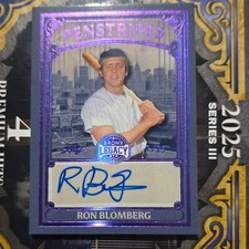2025 Leaf Bronx Legacy Penstripes Ron Blomberg #P-RB1 Purple Holofoil Auto /25