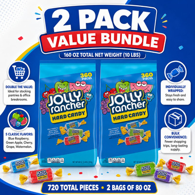 2 Pack Jolly Rancher Hard Candy, Variety Pack, 80 oz, 360-count