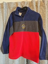 Vintage Disney Fleece Mickey Mouse  Co Pull-over Navy Blue Grey Red Sz Med 