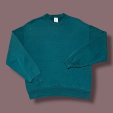 Vtg Blank Sweatshirt Crewneck Pullover 80s 90s Faded Green Medium
