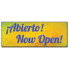 Abierto Now Open Banner Concession Stand Food Truck Single Sided