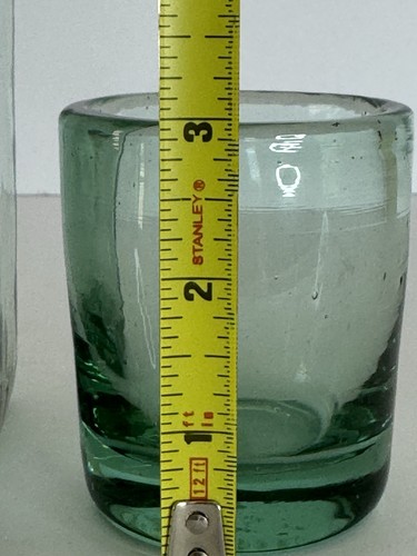 Blown Glass Tumble Up Set Carafe and Cup Beside or Bar Decanter Recycled Glass - Picture 14 of 17