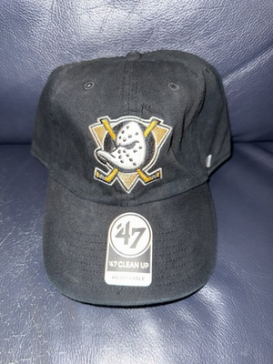 #ad #ad Anaheim Mighty Ducks #x27;47 Brand NHL Clean Up Adjustable Strapback Black Hat Cap $29.50