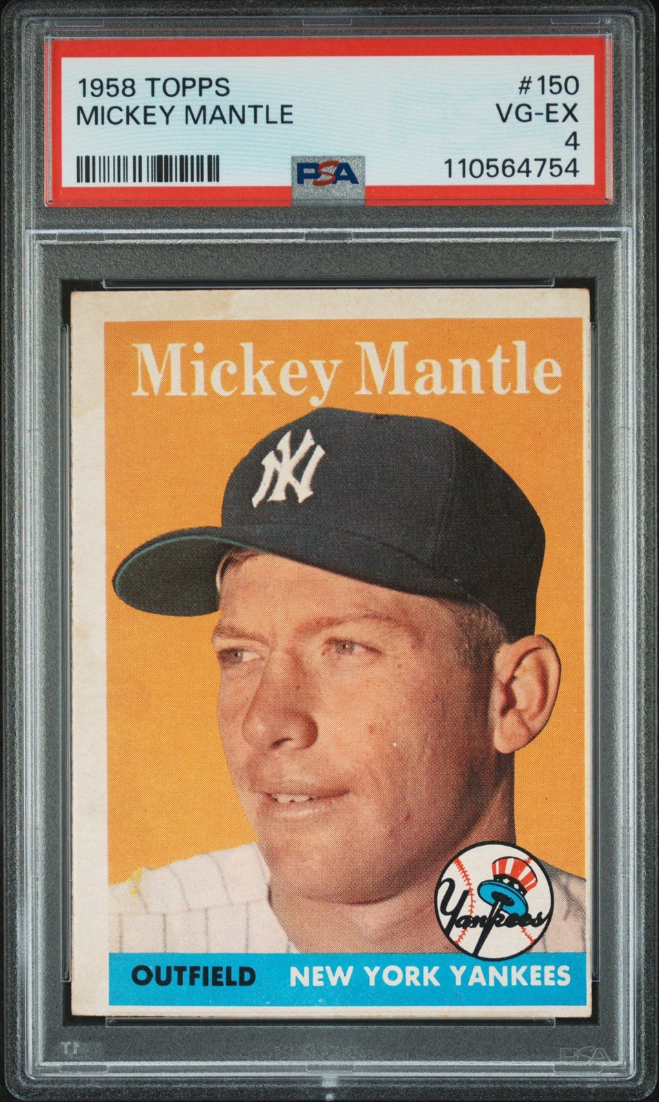 1958 Topps Mickey Mantle #150 PSA 4 HOF New Label