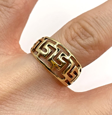 Griechischer Bandring 9 Karat Gold mit Schlüsselausschnitt 9 Karat 375 Gelbgold - Größe M 1/2