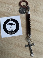 Backpack, handbag charm, St Benedict medal Rosary - handmade Catholic gift