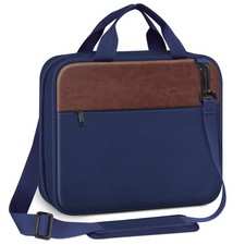 Extra Large Bible Cover Bag with Detachable Strap Pocket - Navy/Brown
