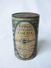 Antique Epps's Prepared Cocoa Small ¼ lb Tin Paper Label