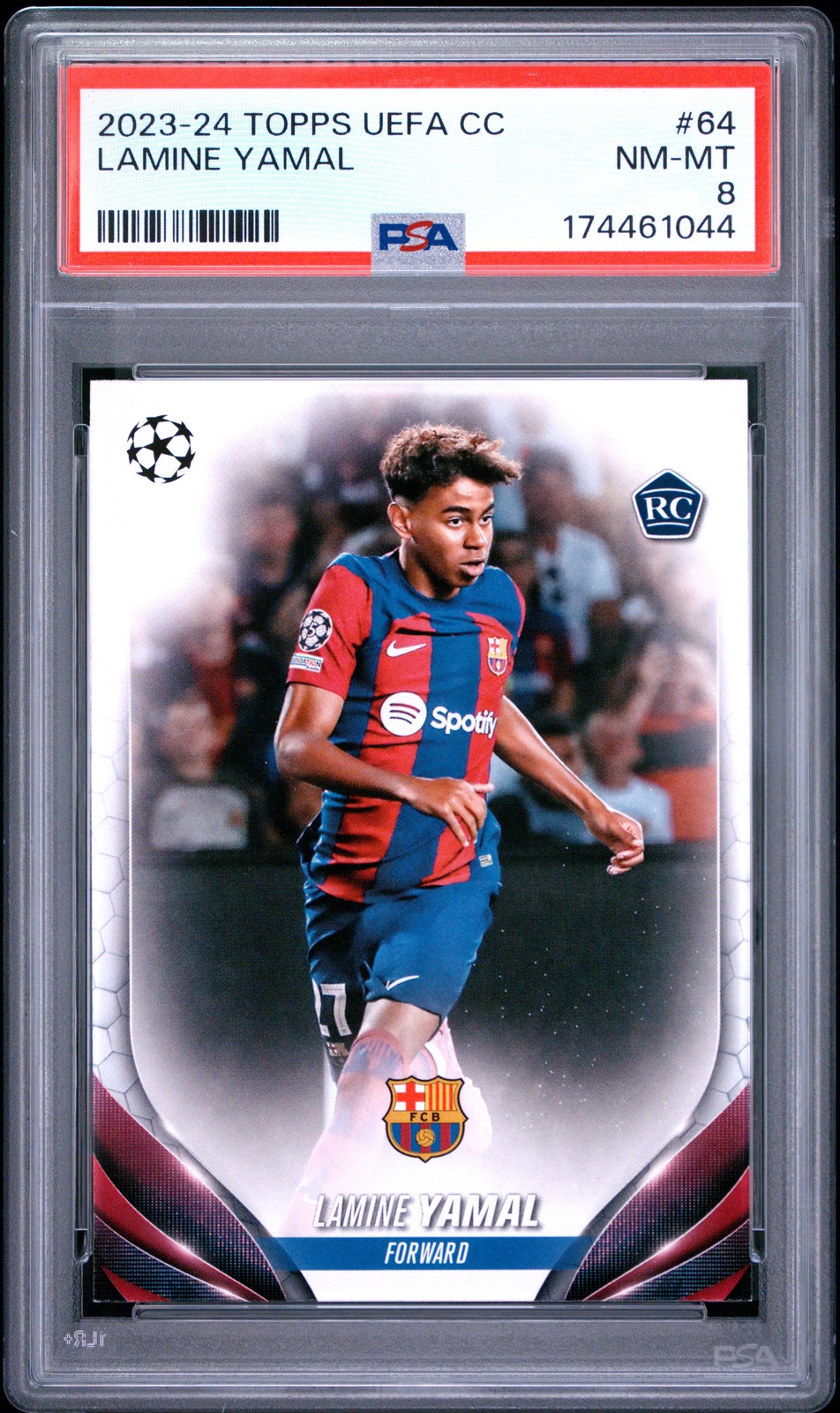 2023-24 TOPPS UEFA CLUB COMPETITIONS #64 LAMINE YAMAL ROOKIE RC PSA 8 view 1