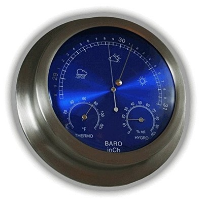 Ambient Weather WS-228TBH 9'' Brushed Aluminum Contemporary Barometer with Tem...